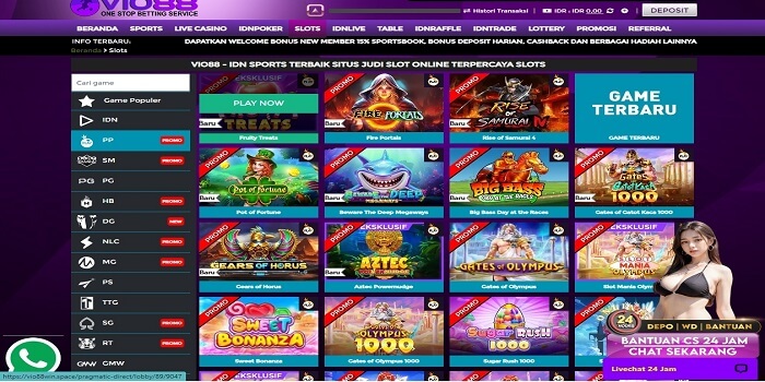 Tampilan kumpulan permainan slot di situs vio88