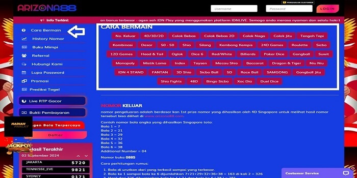 Menu Cara Bermain