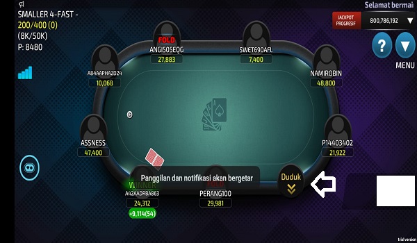 Bergabung di Meja dan Mulai Bermain