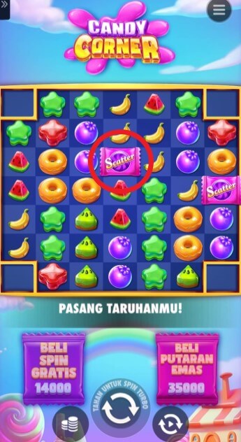 Simbol Scatter di Slot Candy Corner